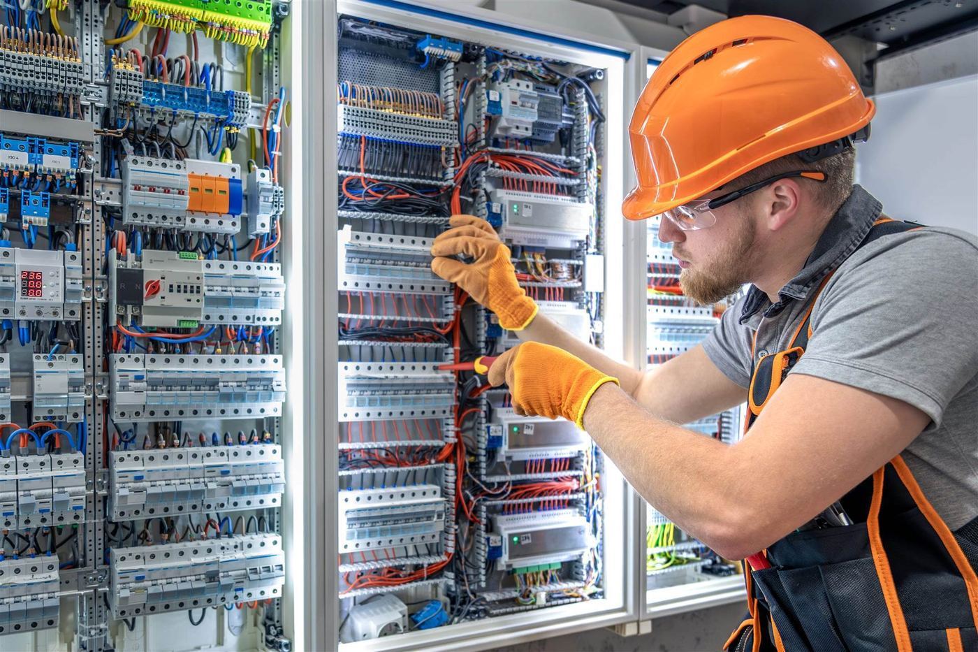Trades professional reviewing work at a construction site